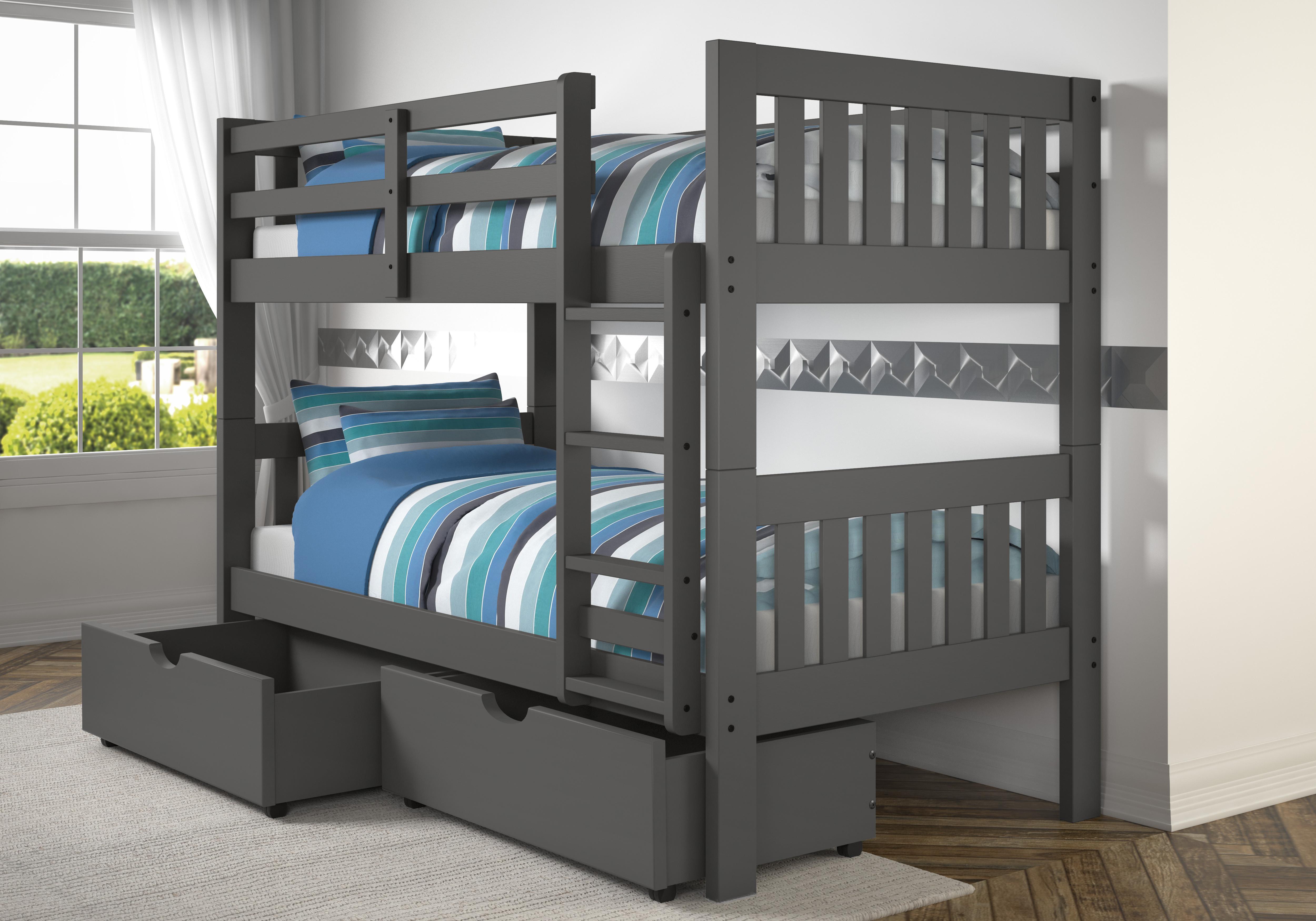 Rent to Own Donco Austin Twin over Twin Dark Gray Mission Bunk Bed with